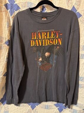 Harley-Davidson Black Tee with Orange and Yellow Shield Logo